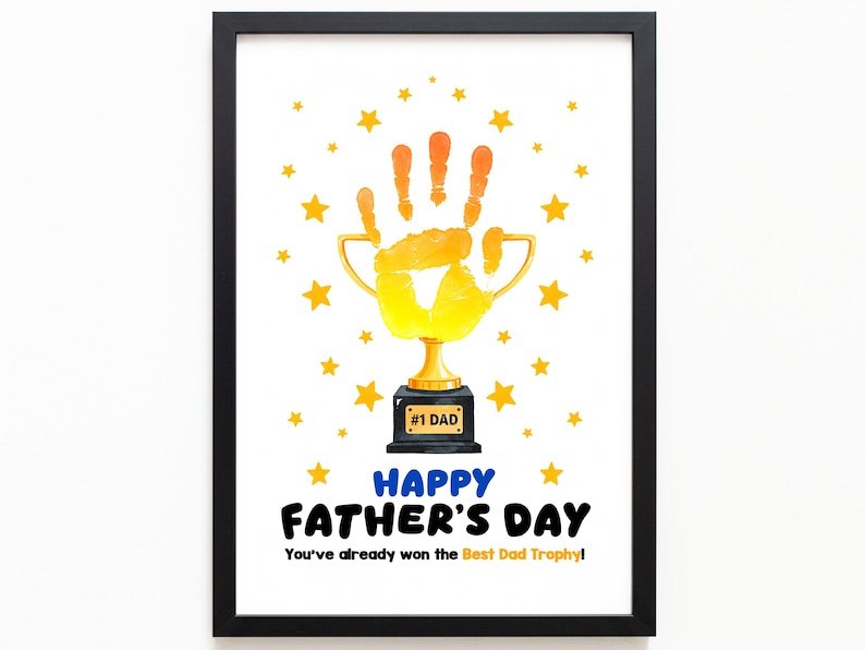 Father's Day Handprint Craft: #1 Dad Trophy Keepsake (PDF/PNG/JPG