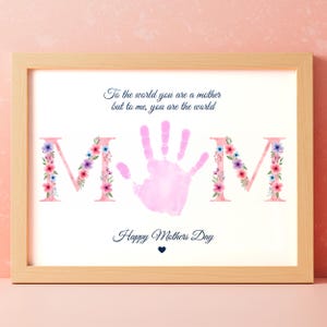 Muttertag Handabdruck Andenken Printable Craft für Kinder Blumen MOM Gedicht DIY Geschenk & Vorschulaktivität für Mamas besonderen Tag