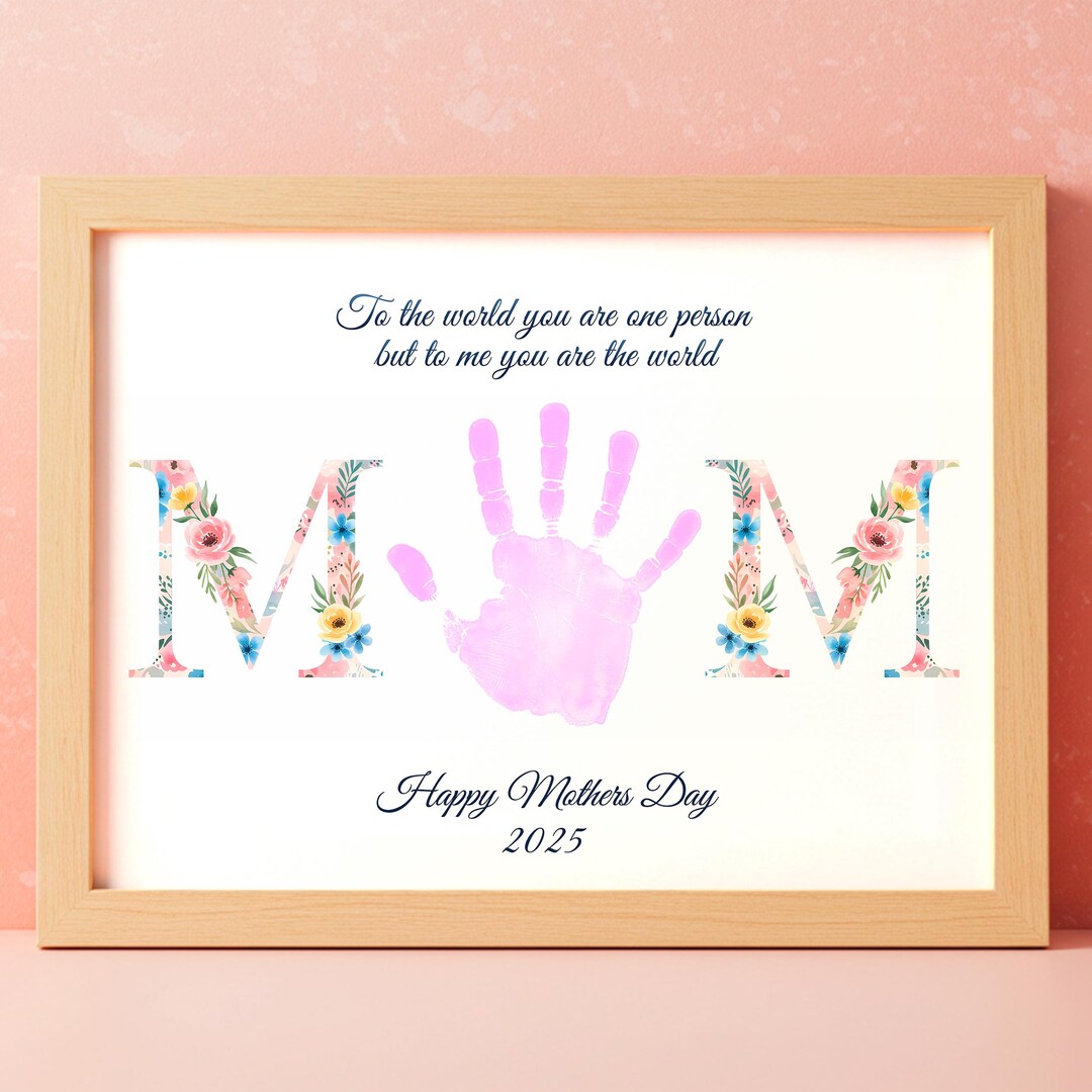 Mother’s Day Handprint Keepsake Craft Printable Gift for Mom Floral MOM Poem Art Activity for ...