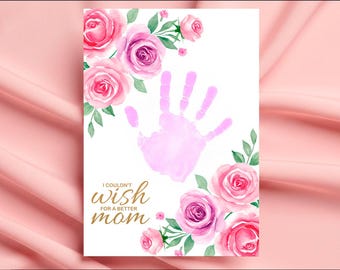 Mother's Day Rose Handprint Art: Keepsake Gift (PDF)