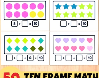 Ten Frame Math Worksheets Printable 50 Pages Addition Subtraction Preschool Kindergarten Activity Homeschool Resource