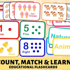 Schede didattiche per bambini piccoli: gioco di conteggio, ordinamento e abbinamento (set di attività stampabili e scaricabili in formato PDF)