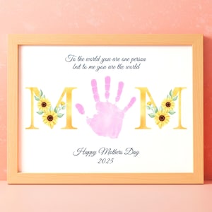 Druckbare Muttertag Handabdruck Handwerk Sonnenblume Gedicht für Mama, Kinder Andenken Kunst, Vorschule DIY Blumengeschenk Aktivität