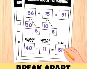 Break Apart Numbers Decomposing Addition Strategy Place Value Math Graphic Organizer 2nd Grade