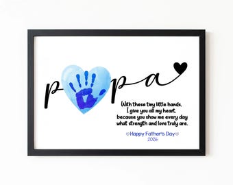 Papa Handprint Art, Father's Day Gift, DIY Keepsake