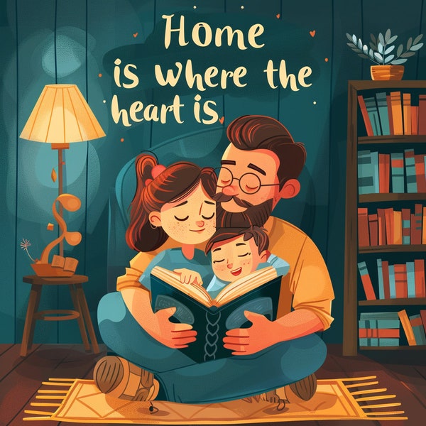 Home is where the heart is, Art mural, le foyer est l'amour, Le Véritable Bonheur se Trouve au Foyer, chaleur de famille, fichier png