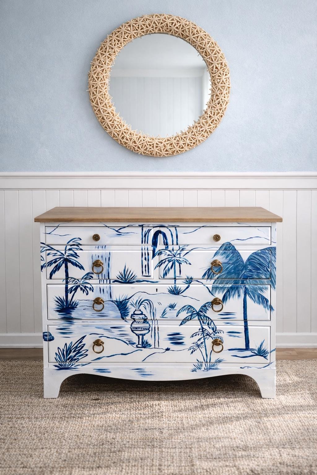 beach painted dresser Coastal Vintage dresser Choose Your Fabric Type:Cuddle (Minky) 58” 100% Polyester 3mm Pile yoga Royal Blue Tulle Spaghetti