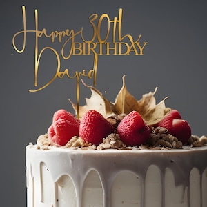Personalisierter Happy Birthday Kuchentopper mit Namen, Geburtstagstortenaufsatz,farbig Happy Birthday Tortenaufsatz, 30. 40. 50. Geburtstag