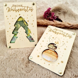 Geldgeschenk Weihnachten | Weihnachtsgeschenk aus Holz | Holzkarte Geld |Geldverpackung | Wunscherfüller | Weihnachtskarte | Geschenkidee