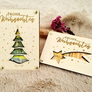 Geldgeschenk Weihnachten | Weihnachtsgeschenk aus Holz | Holzkarte Geld | Geldverpackung | Wunscherfüller | Weihnachtskarte | Geschenkidee