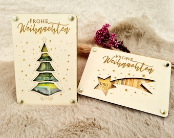 Geldgeschenk Weihnachten | Weihnachtsgeschenk aus Holz | Holzkarte Geld | Geldverpackung | Wunscherfüller | Weihnachtskarte | Geschenkidee