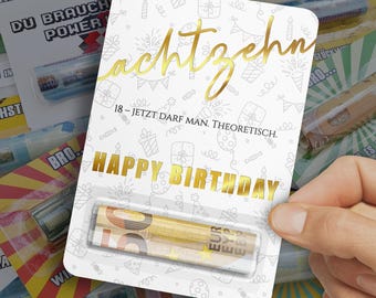 Geldgeschenk zum 18. Geburtstag – witzige Verpackung für Geld – lustige Geschenkidee für Jugendliche & Teenager – originelle Geldgeschenke