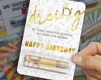 Geldgeschenk 30. Geburtstag – lustiges Geldgeschenk Geburtstag mit Spruch – Originelle Geldverpackung zum 30. Geburtstag für Mann & Frau