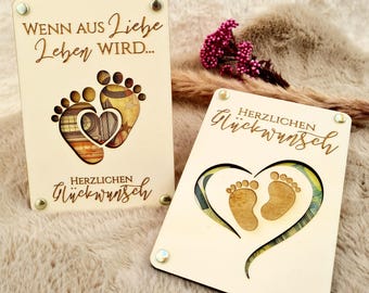 Geldgeschenk Baby | Geldgeschenk zur Geburt | Geschenk aus Holz | Holzkarte  | Babyshower Geschenk | Geburtsgeschenk | Mädchen | Junge