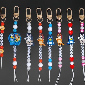 Bluey Keychain & Bingo Keyring Gift |  Cartoon Bluey Valentine Gift for Her, Him, or Mom | Backpack, Car Accessory, mothers day gift