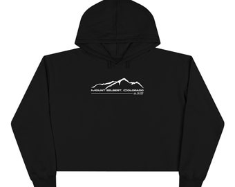 Mount Elbert Colorado Fourteener Crop Hoodie Sweatshirt