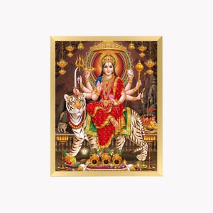 Motiv | Premium Hinduistische Göttin Durga Bhawani | Religiöses gerahmtes Foto für Wand und Pooja Raum