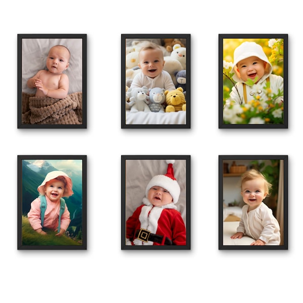 Sticaro / Marcos de fotos de pared para mujeres embarazadas, juego de 6, lindo póster de bebé, regalo para mamá embarazada, carteles relacionados con el embarazo.