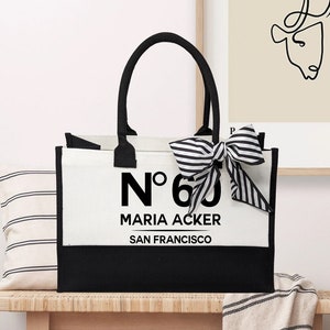 Birthday Celebration Personalized Gift Canvas Tote Bag with Name and State, 40th 50th Birthday Gift, Custom Birthday Gifts, Tote Bag for Her