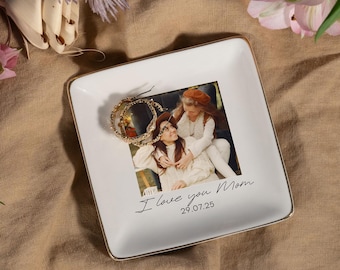 Photo Gifts for Mom Wedding Day, Stocking Stuffers for Mom Photo Gift, Mom Jewelry Dish, Photo Trinket Dish, Mother of the Bride Photo Gifts