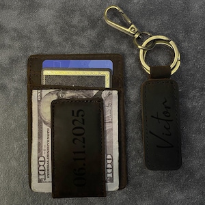Personalized Leather Magnetic Money Clip The Sanibel by Left Coast Original