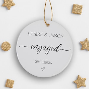Engaged Ornament 2025 - Custom Engagement Ornament with Names & Date - Personalized Wedding Ornament