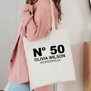 Birthday Celebration Personalized Gift Canvas Tote Bag with Name and State 40th 50th Birthday Gift  Custom Birthday Gift Tote Bag for Her