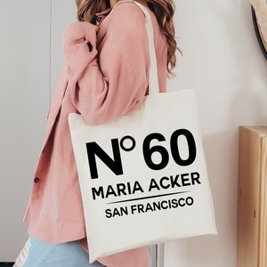 Birthday Celebration Personalized Gift Canvas Tote Bag with Name and State 40th 50th Birthday Gift  Custom Birthday Gift Tote Bag for Her