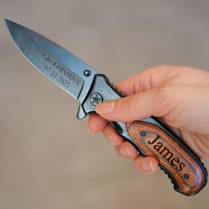 Engraved Pocket Knife for Boyfriend, Personalized Knife for Husband, Hunting Knife, Custom Knife, Boyfriend Gift, Husband Gift, Pocket Knife