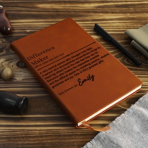 Difference Maker Custom Leather Journal, Personalized Appreciation Gift