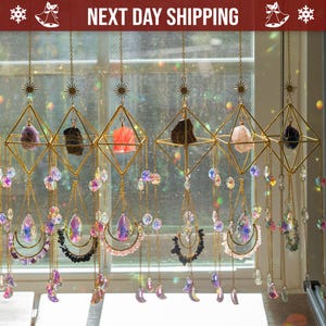 Sun Catcher for Window Hanging, Healing Crystal Suncatcher, Gift for Her, Birthday Gift, Wall Decor Boho Room Decor, Rainbow Maker