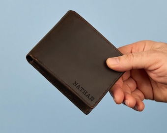 Personalized Wallet, Mens Wallet, Engraved Wallet, Groomsmen Wallet, Leather Wallet, Custom Wallet, Boyfriend Gift, Anniversary Gift for Him