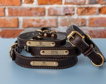 Leather Dog Collar, Personalized Dog Collar, Engraved Leather Dog Collar, Personalized Leather Dog Collar