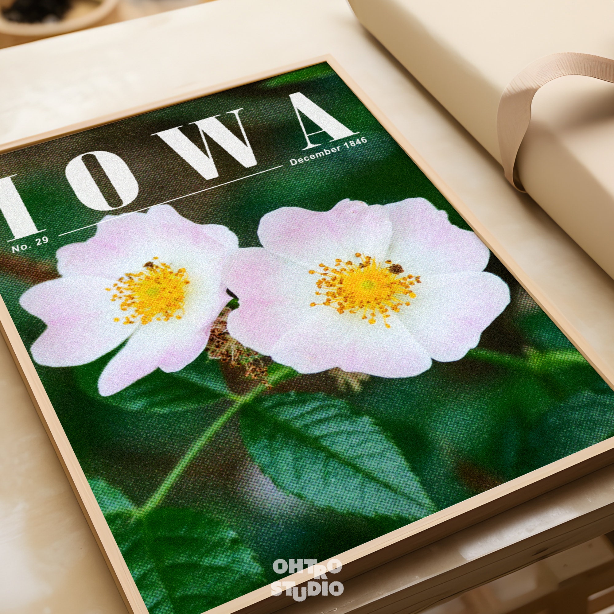Vintage Digital Art Print, 90's Aesthetic, Iowa State Flower, Wild Rose ...