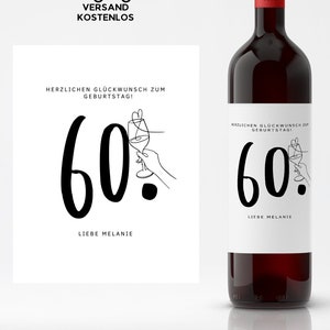 Weinetikett personalisiert zum Geburtstag, Aufkleber Etikett für Flaschen zum Geburtstag, einfach für jeden Anlass, Persönliches Geschenk