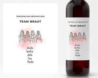 Weinetikett personalisiert Team Braut! Flasche Aufkleber Wein Etikett Hochzeitstag, Hochzeit Flaschen Etikett Junggesellinnen Abschied