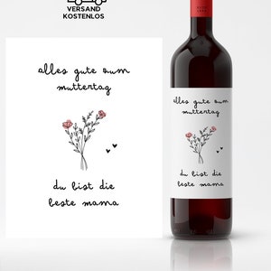 Weinetikett personalisiert Muttertag Flasche Aufkleber Etikett für Geburtstag, Muttertag, Besonderer Anlass Flaschen Etikett Beste Mama