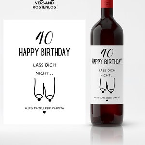 Wijnetiket gepersonaliseerd voor een verjaardag, stickeretiket voor flessen voor een verjaardag, voor elke gelegenheid, persoonlijk cadeau voor een 40e verjaardag