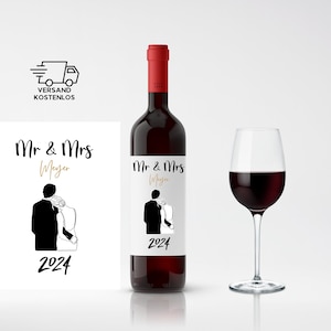 Etichetta per vino personalizzata adesiva per bottiglia di matrimonio vino Mr Mrs etichetta anniversario di matrimonio appena sposato etichetta per bottiglia di matrimonio cuore anniversario