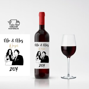 Weinetikett personalisiert Hochzeit Flasche Aufkleber Wein Mr Mrs Etikett Hochzeitstag Just Married Hochzeit Flaschen Etikett Jahrestag Herz