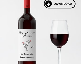 Personalized wine label Mother's Day sticker label for birthday, Mother's Day, bottle label Best Mom to DOWNLOAD/PRINT YOURSELF!