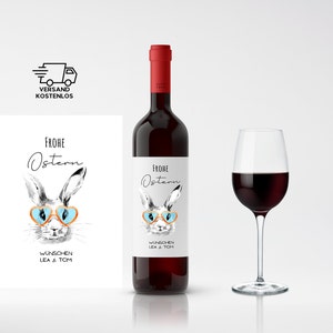 Weinetikett personalisiert FROHE OSTERN Flasche Aufkleber Etikett für die Osterzeit, Geschenke zu Ostern / Flaschen Etikett Frohe Ostern!