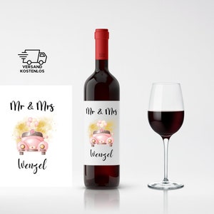 Weinetikett personalisiert Hochzeit Flasche Aufkleber Wein Mr Mrs Etikett Hochzeitstag Just Married Hochzeit Flaschen Etikett Jahrestag Herz