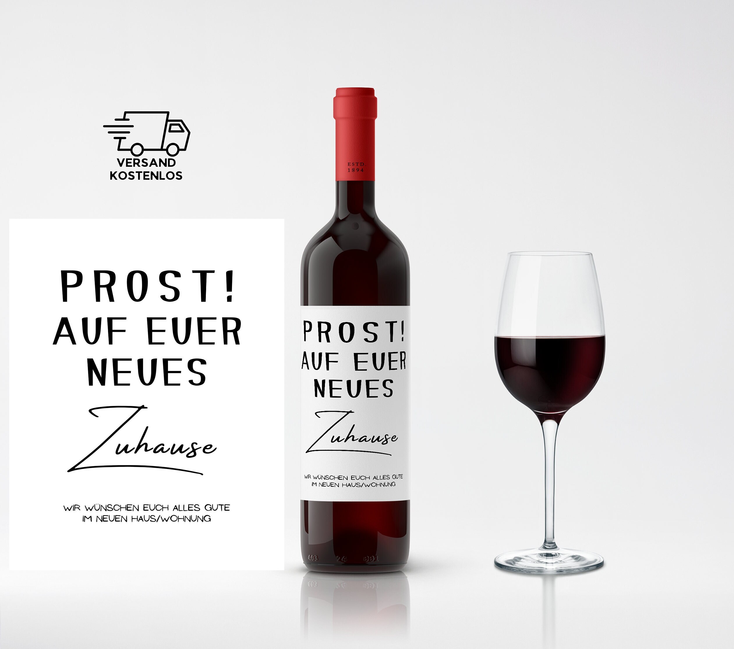 Wine label personalized new home / bottle sticker label for moving, moving in, neighbors / housewarming gift / neighborhood