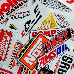 Beer Fridge 35+ Decal Pack Quality mix of Vintage and Classic Decals NHRA Nascar NOS Hotrod Drag Racing Toolbox Car Stickers