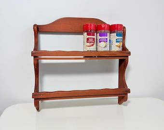 ヴィンテージ木製スパイスラック：素朴なキッチンハーブ収納棚 - Etsy 日本