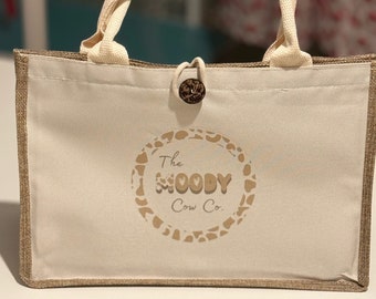 Moody Cow Company Medium Sized Jute Tote Bag