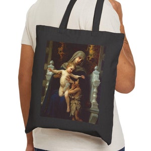 Einkaufstasche, Bouguereau's La Vierge Kunstwerk, Vintage katholische Heilige wiederverwendbare Einkaufstasche, umweltfreundliche Schultertasche Geschenk für Kunstliebhaber