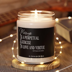 St. Francis de Sales Soy Candle: Catholic Marriage Quote Gift