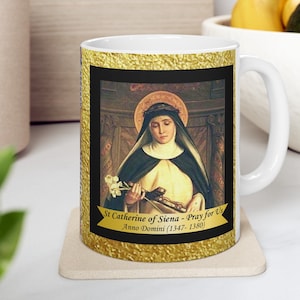 St. Catherine of Siena Mug: Vintage Catholic Gift